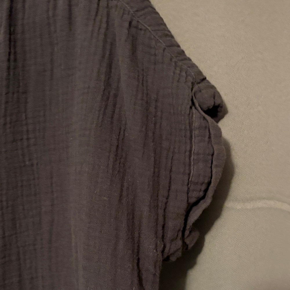 Faherty Charcoal Button-Up Blouse - image 5